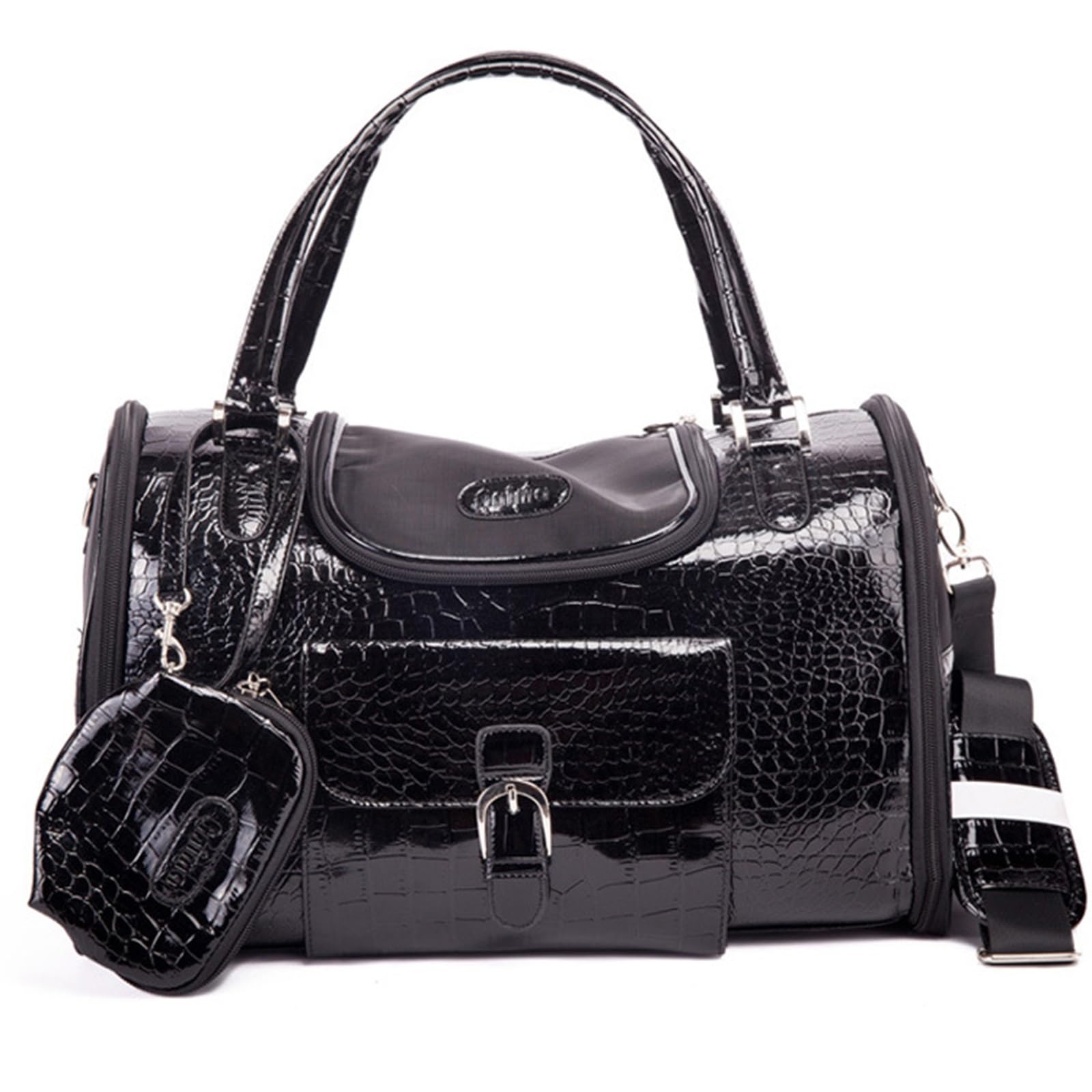 Transportín para Gatos Blando Plegable Antifugas Ventilado Correa Ajustable para Coche/Veterinario/Viaje para Gatos/Perros de hasta 22 Libras(Black,Large)