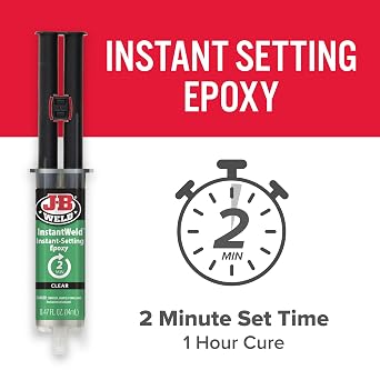 J-B Weld InstantWeld - Clear, 2 Minute Set Epoxy Adhesive, Static Mixer No Mess Application - 14ml