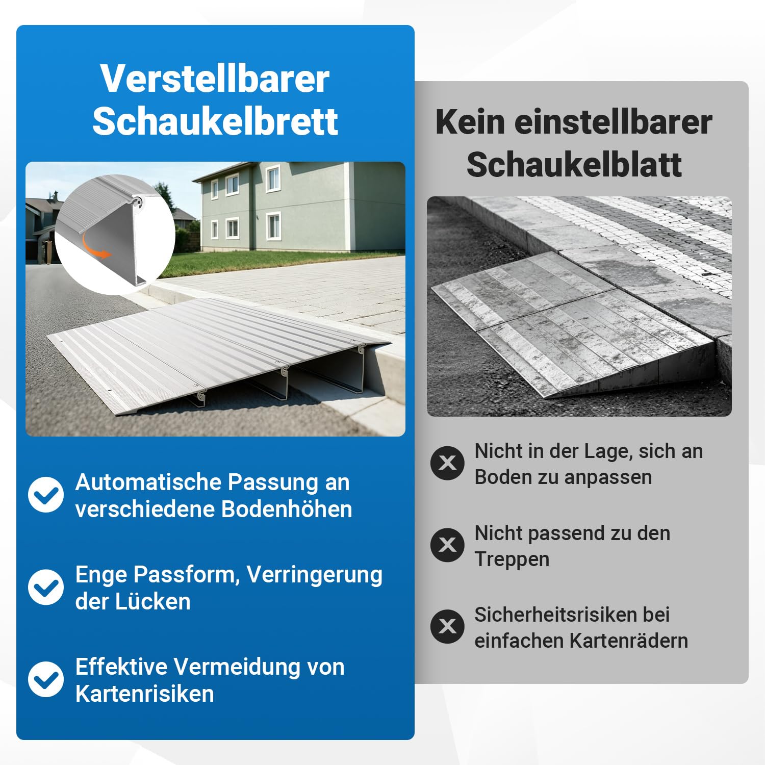 Rampa de Aluminio 86,4 x 18,3 x 2,5 cm, rampa Modular con Superficie antideslapante, Ajuste Ajustable y Fuerza de Soporte de 360 kg