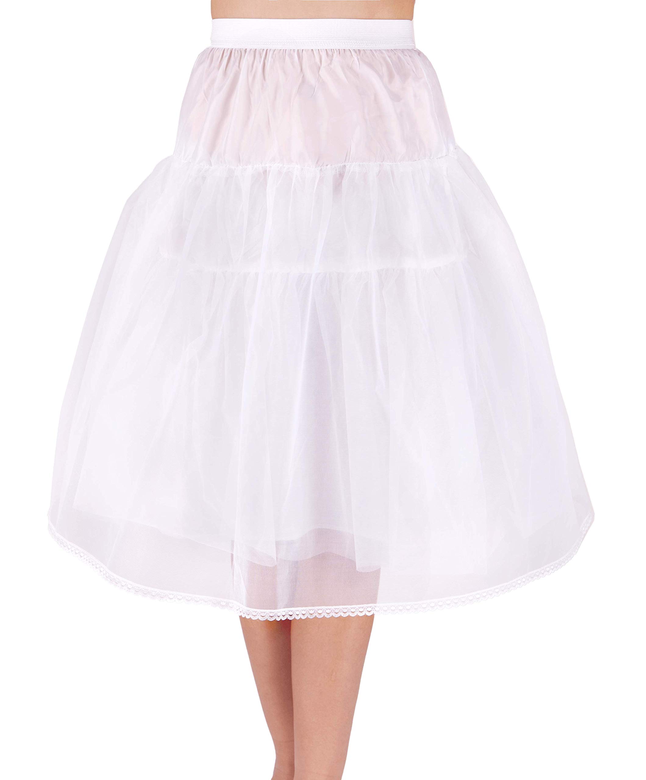 Flora Girl's Hoopless Net Petticoat/Child Underskirt/Bridesmaid Skirt (25.5" Length) White