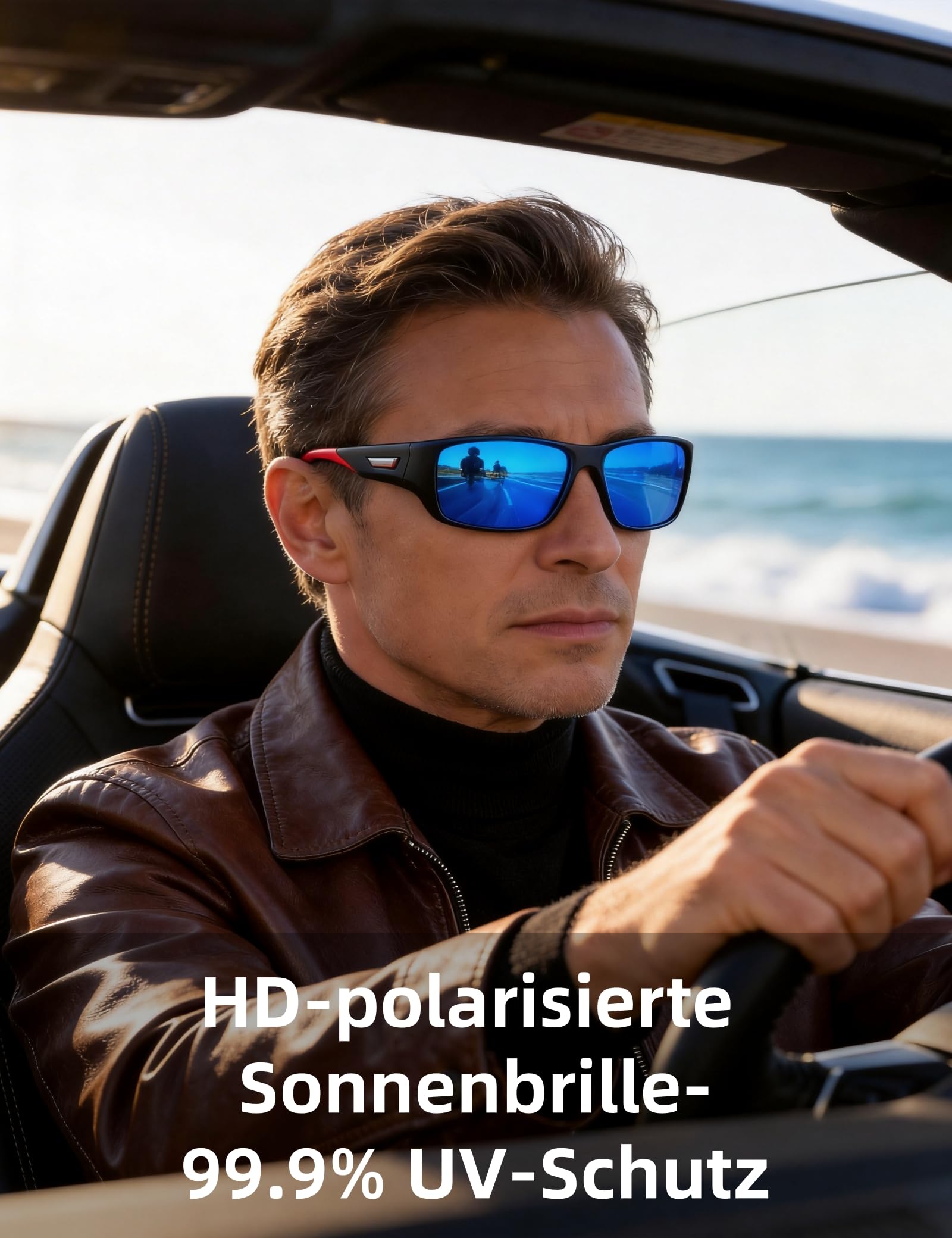 PUKCLAR Okulary przeciwsłoneczne męskie z polaryzacją okulary sportowe okulary rowerowe okulary kierowcy UV400 ochrona Cat 3 TR90