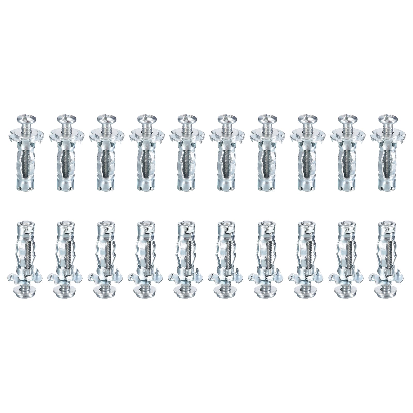 DTGN M4x21mm Hollow Wall Anchors - 35 Pack - Good for Hollow Wall Plaster Walls - Carbon Steel Hollow Drywall Anchors Screws, Silver