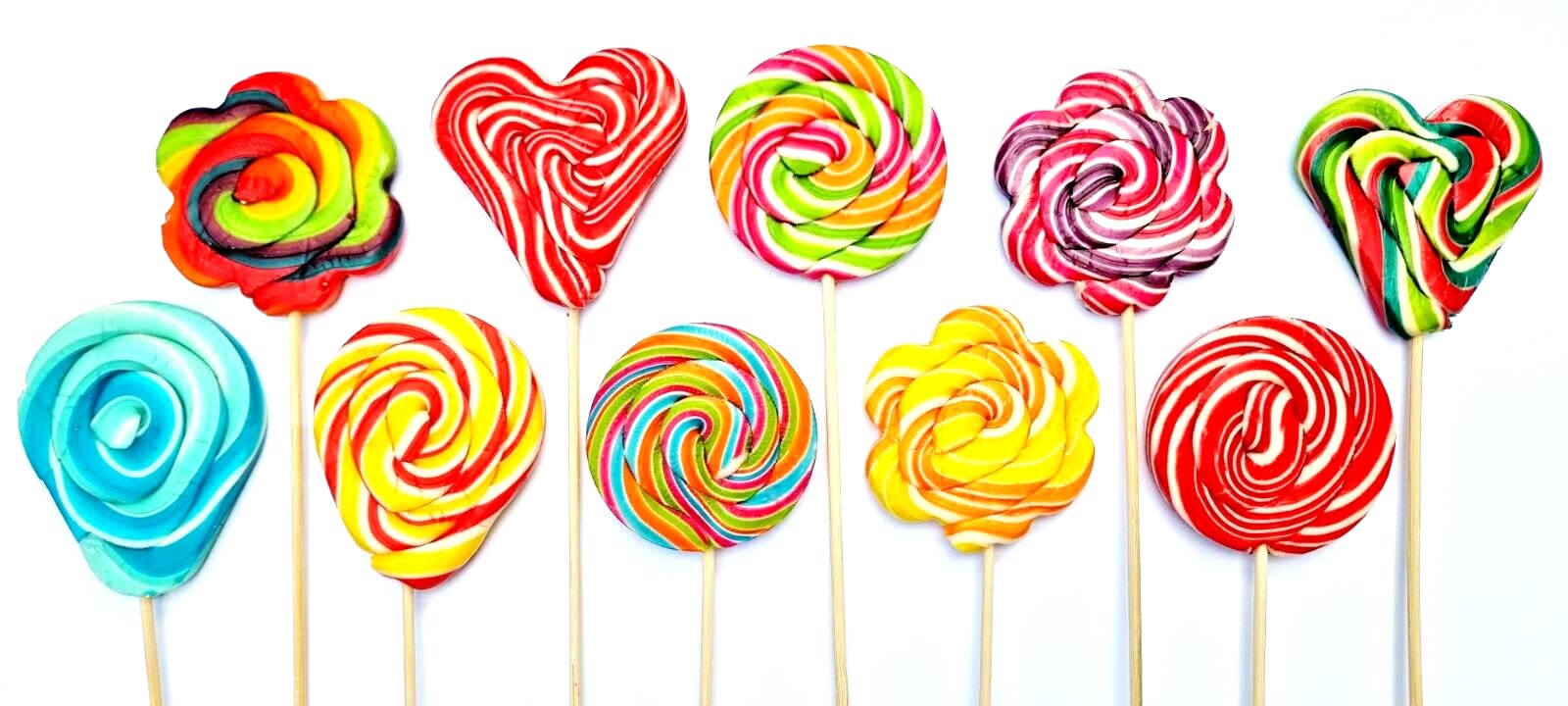 レインボー ロリポップ 渦巻きのロリー キッズ パーティーバッグ ケーキトッパー ハラール ビーガン 4種類の詰め合わせ(10)