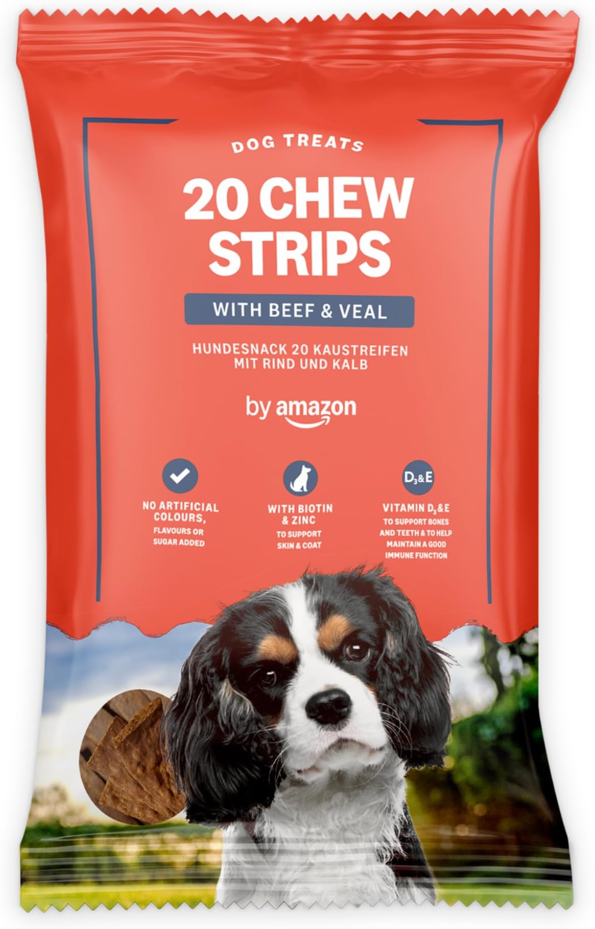 Dog Treats - 20 Chew Strips with Beef & Veal, 200g