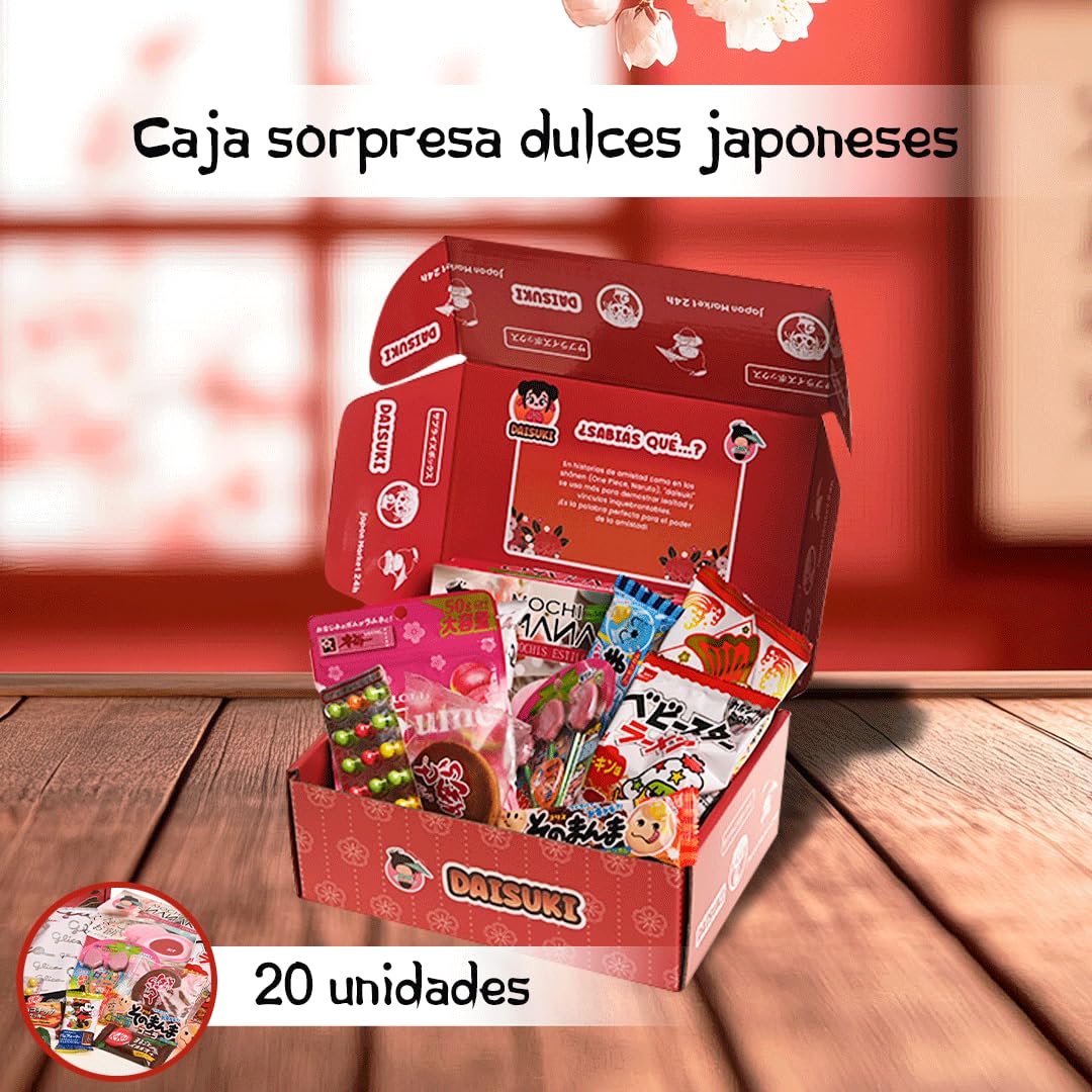 JAPON MARKET | Caja Sorpresa De Chuches Japonesas Con 20 Delicias | Chuches Cumpleaños, Golosinas Y Chucherías Japonesas, Caramelos, Dulces Y Snacks De Comida Japonesa (DAISUKI)