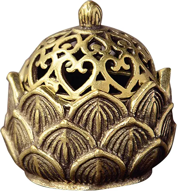 Vintage Gold Lotus Brass Incense Burner for Cone & Stick Incense