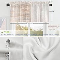 Vista 5 de Shrahala Cenefas de cocina de madera marrón con tablones vintage, panel de media ventana, tratamiento de ventana multicapa de poliéster opaco