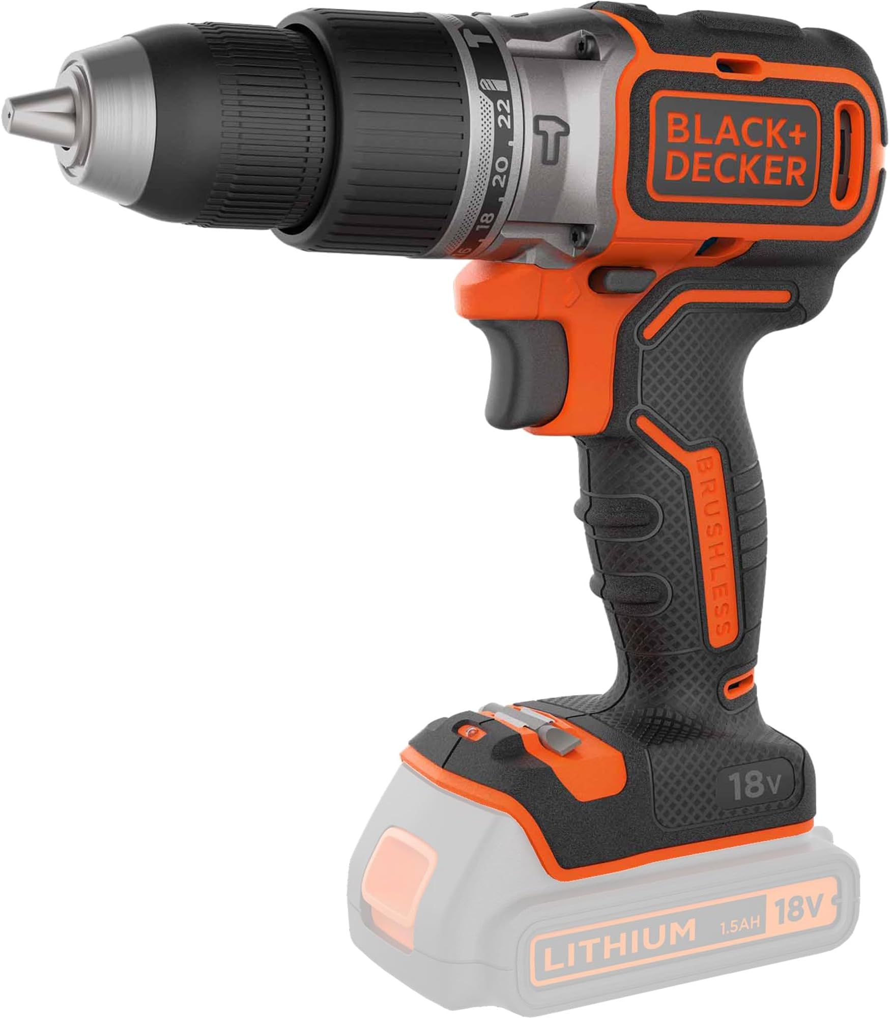 BLACK+DECKER 18 V Cordless Drill Driver with 1.5Ah Lithium Ion Battery ...