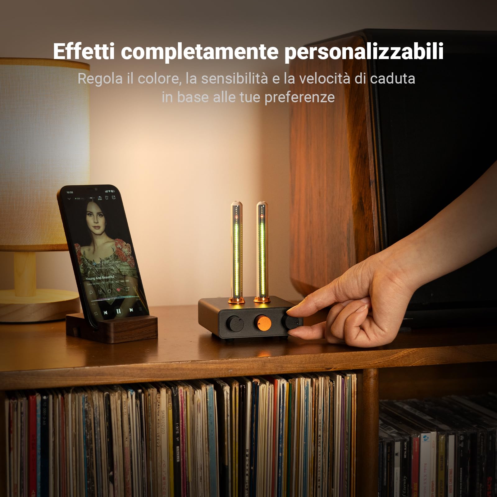 Fosi Audio Music Visualizer, Analizzatore di Spettro del Suono, Luce Ambientale RGB a Tubo d'epoca, Misuratore di Volume del Microfono per il Sistema Stereo, con Regolazione della Sensibilità