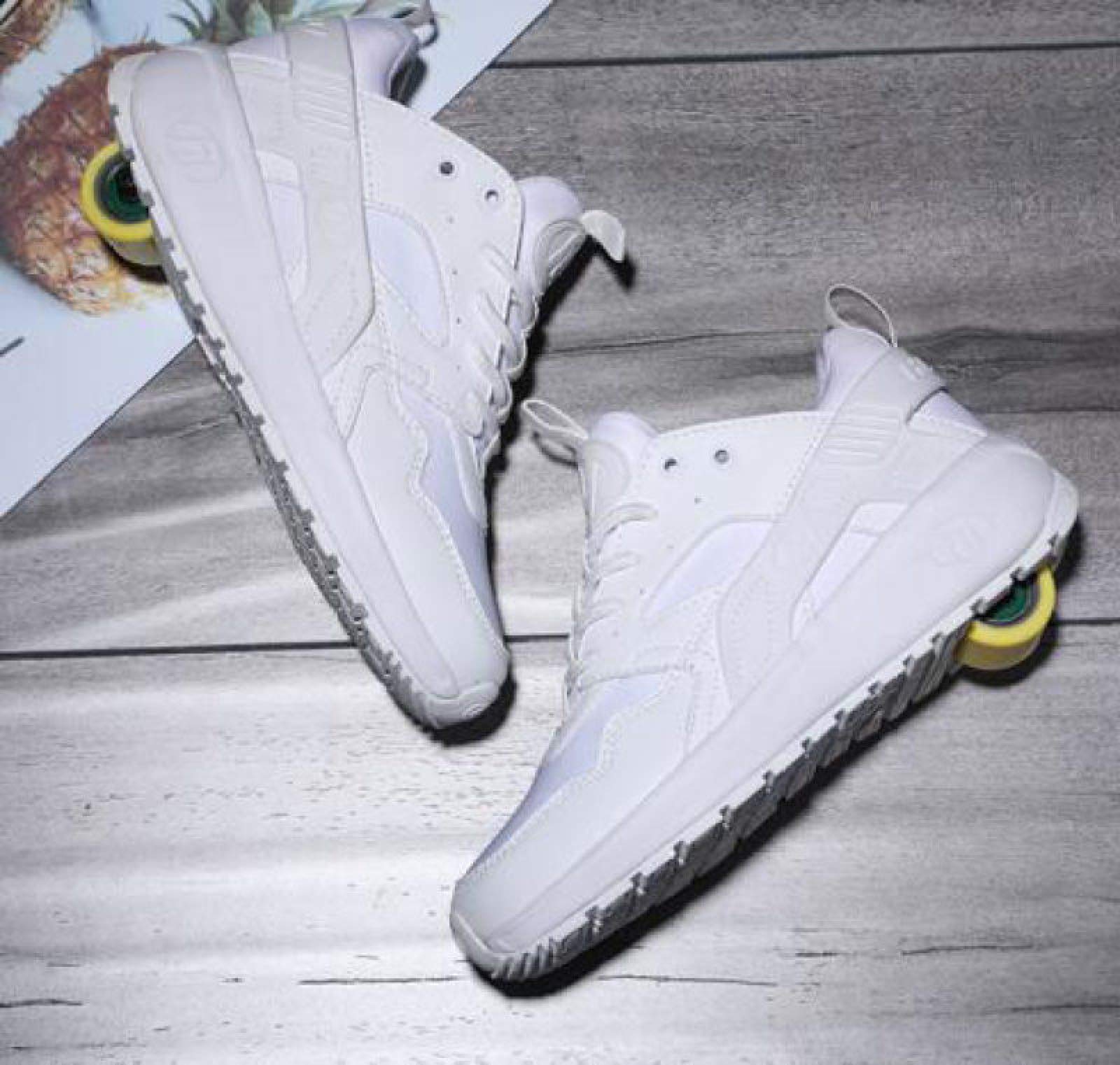 qmj Zapatos con Ruedas para Niñas Niños Calzado Deportivo Al Aire Libre Zapatillas para Skateboard Zapatilla con Rueda,White-40.5