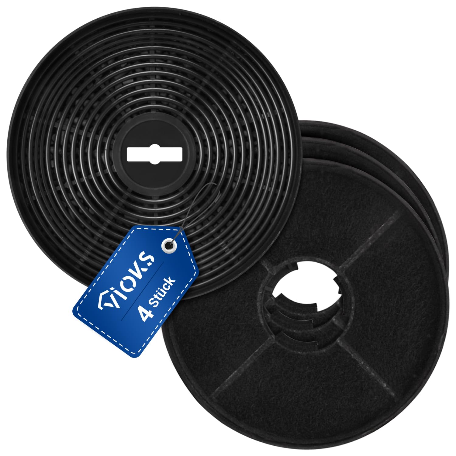 VIOKS Lot de 4 filtres à charbon actif pour hotte aspirante Gorenje DKF2500, DKF500M / MAN Leo, Mini, Jupiter Ø 170 mm