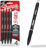 Sharpie S-Gel Pens, Medium Point 0.7mm Black Ink 4-Pack - No Smear, Bold Gel Writing for Notes, Journaling & School