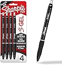 Sharpie Gel Pens, Medium Point (0.7mm), Black Ink, 4 Count - Ideal for Writing, Journaling, Drawing, Coloring, Note-Taking, College Supplies