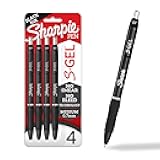 Sharpie S-Gel Pens, Medium Point (0.7mm), Black Ink, 4 Count - Ideal for Writing, Journaling, Drawing, Coloring, Note-Taking, College Supplies