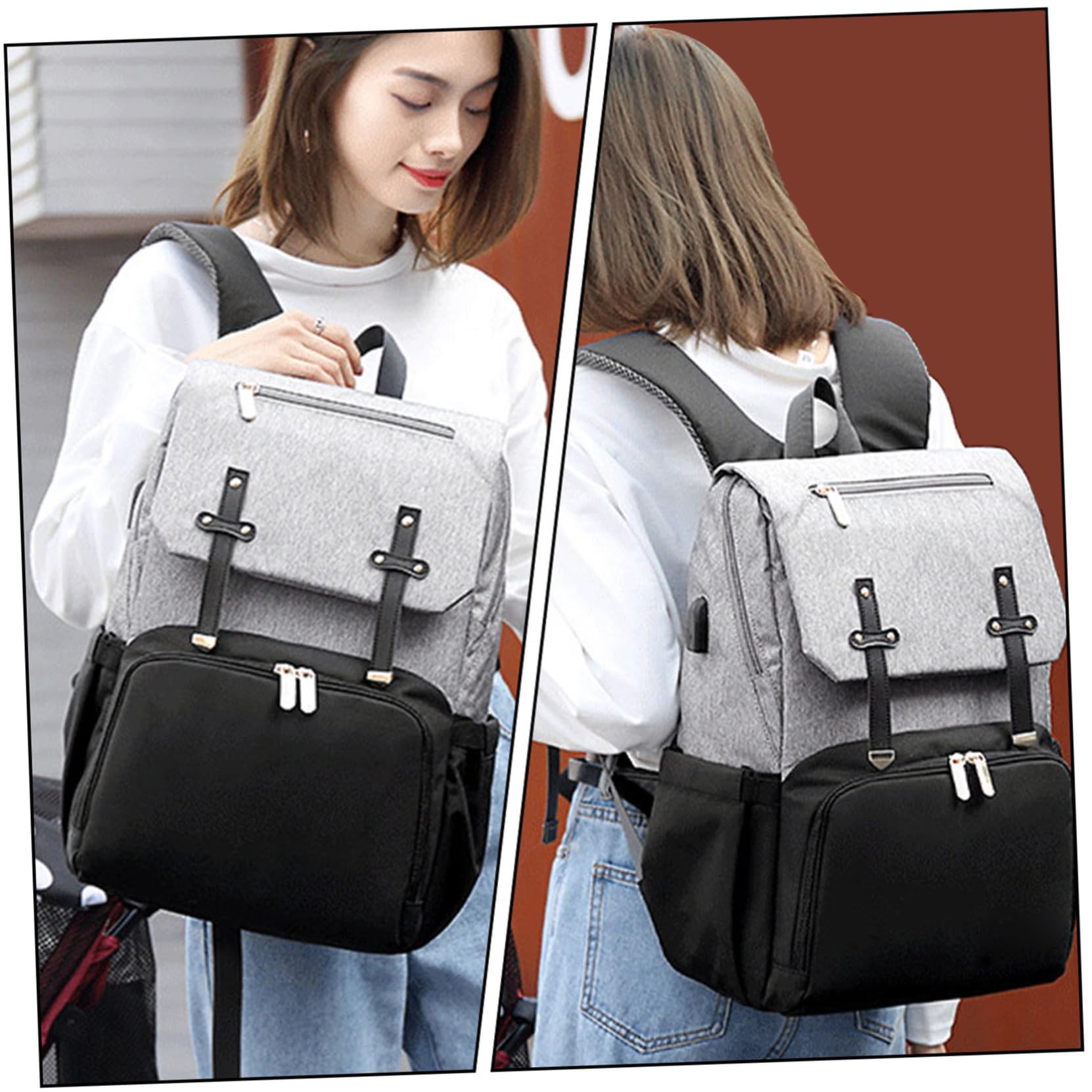 Multifunktionaler Outdoor Rucksack für Mütter mit Großer Kapazität aus Oxford Stoff Doppelte Schultertasche zum Reisen und Einkaufen