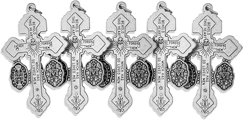 Miniatura 2 de Venerare Cruz de perdón católico de lujo, paquete de 5 (plata), Metal, No es una piedra preciosa