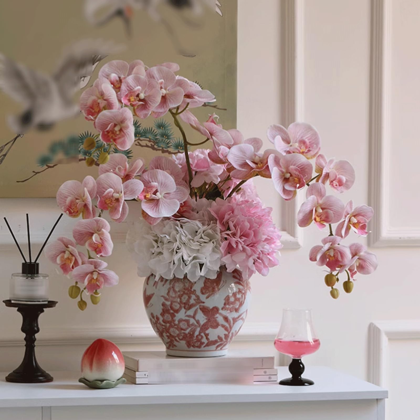 Keramische vaas Chinoiserie decor bloemenvaas antieke stijl porselein Chinese bloemenvaas voor home decor middelpunt woonkamer boekenplank