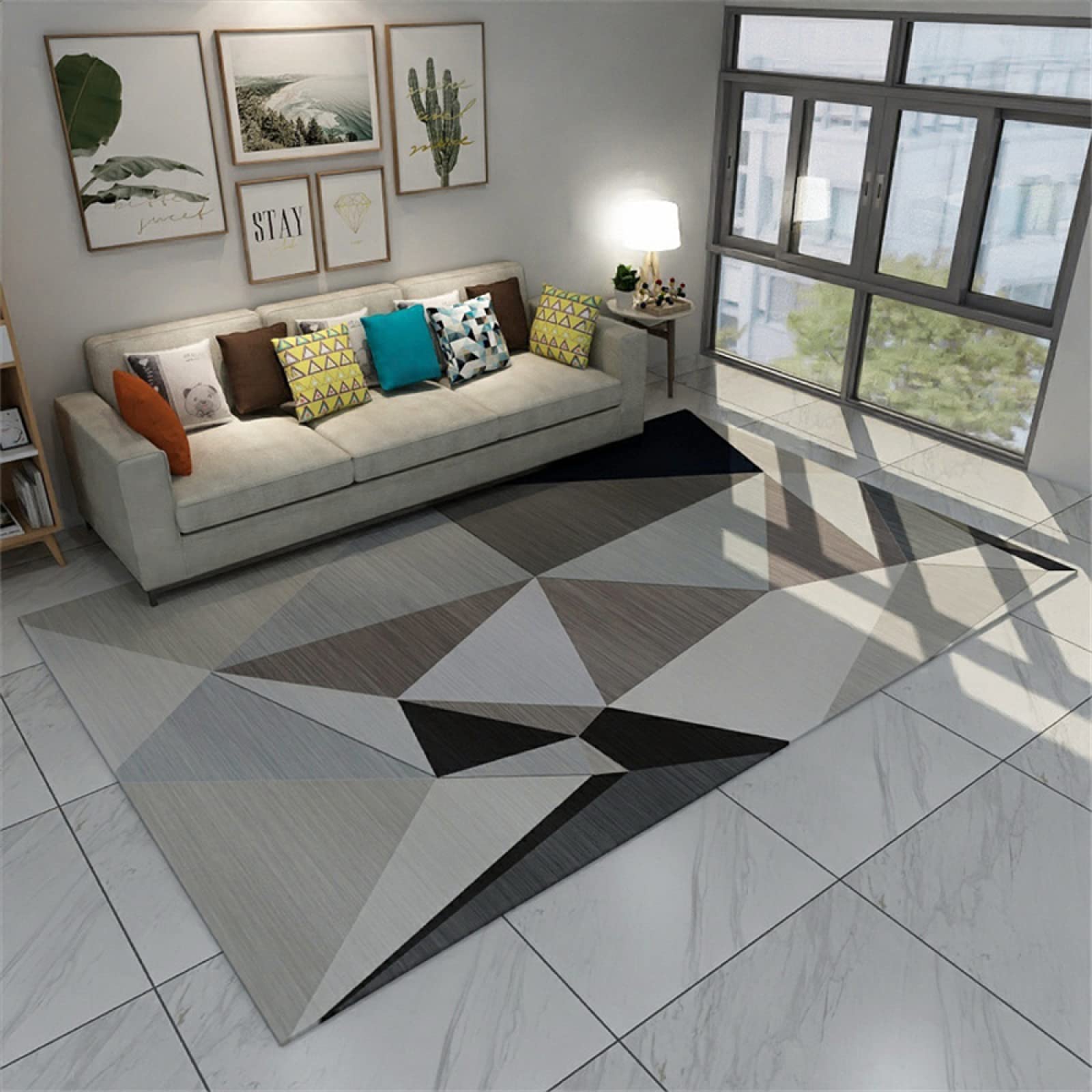 Tapis poil ras gris 160x230cm moderne et rectangulaire pour salon et chambre