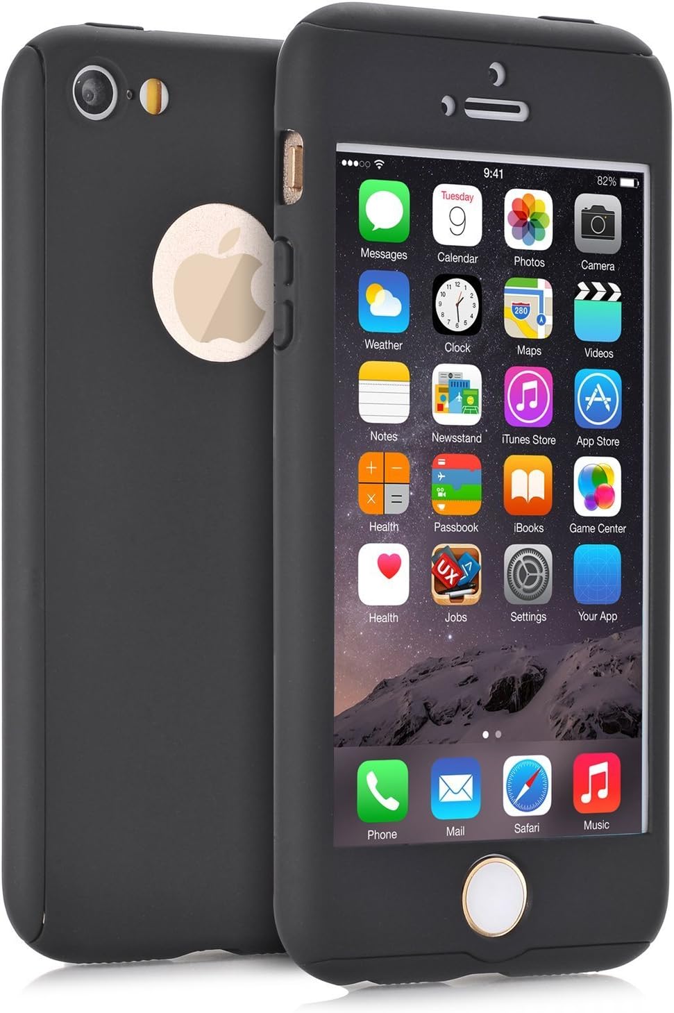 iPhone 5S Case, iPhone 5 Case, MCUK Full Body Coverage Ultra-thin Hard Hybrid Plastic with [Slim Tempered Glass Screen Protector] Protective Case Cover & Skin for Apple iPhone 5S/5 (Black)