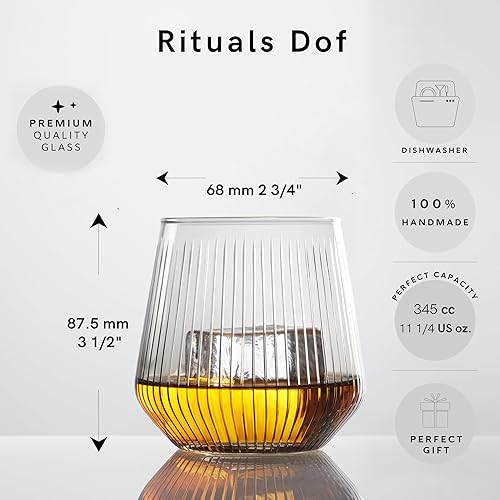 Miniatura 6 de GRACE ERA Rituals - Juego de 2 vasos de whisky a la antigua, vasos de bar de 10 onzas para beber whisky escocés, ron de cóctel, coñac, bourbon,