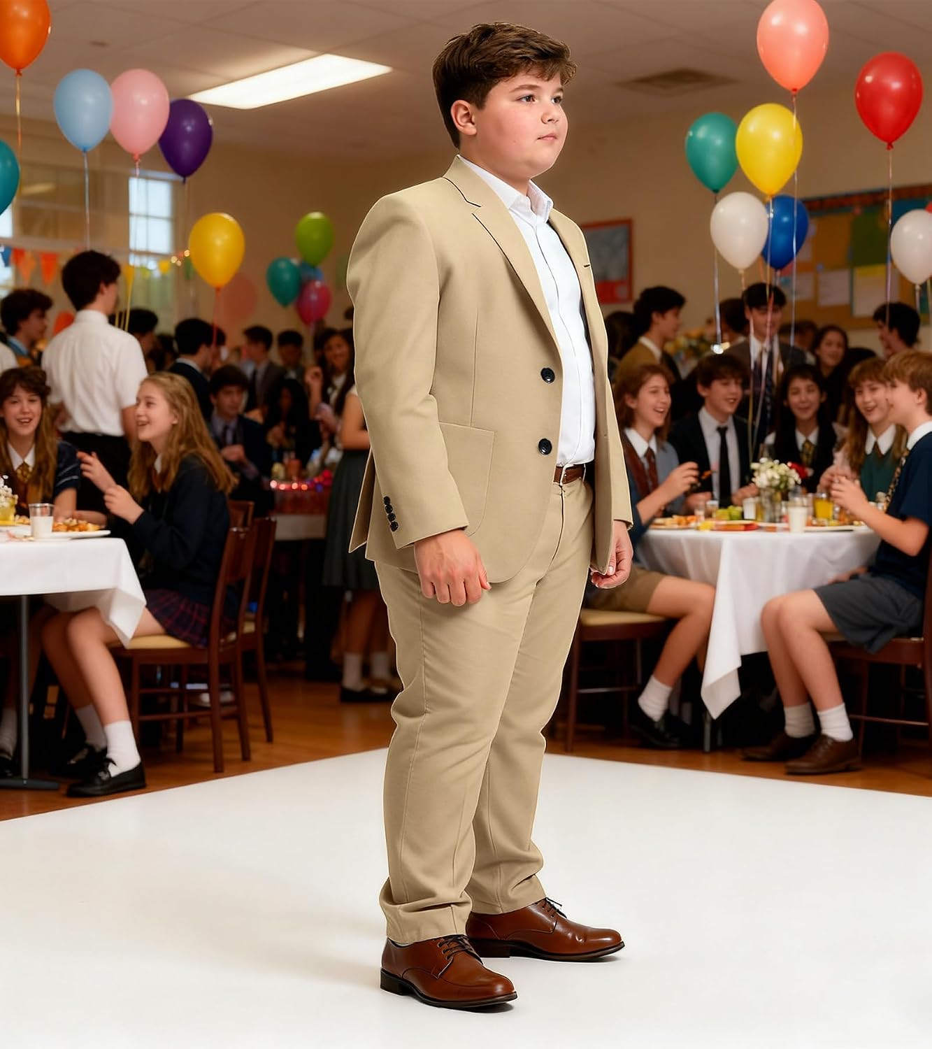 Big Boys Suit Plus Size Husky Kids Tuxedo Suit Set 2 Piece Formal Outfit Suits for Boys