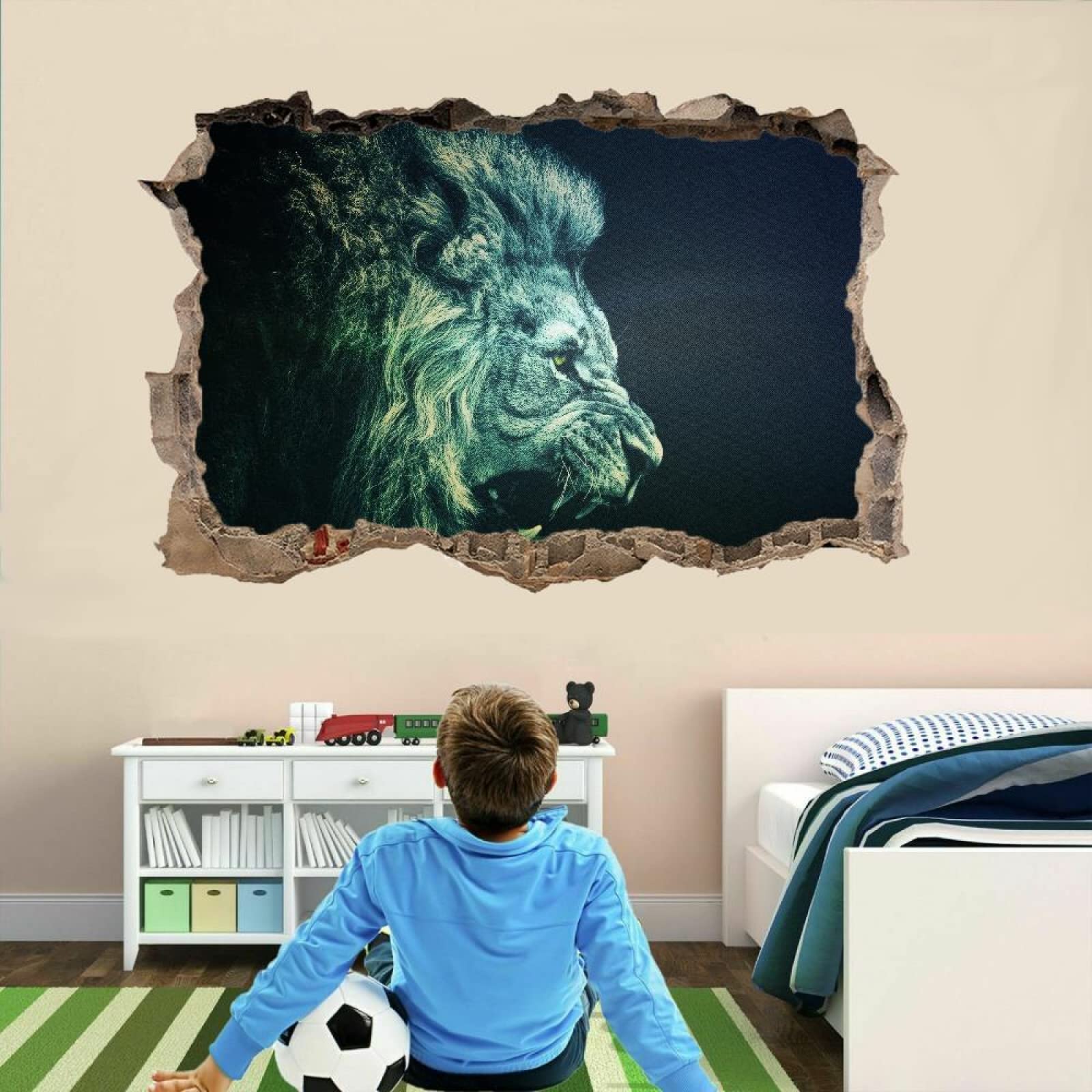 Calcomanía Rota 3D, León Adhesivo Extraíble De Vinilo Para Despegar Y Pegar, Animal Tatuaje De Pared Niñas Niños Dormitorio Guardería Habitación Decoración Para El Hogar 80x120cm