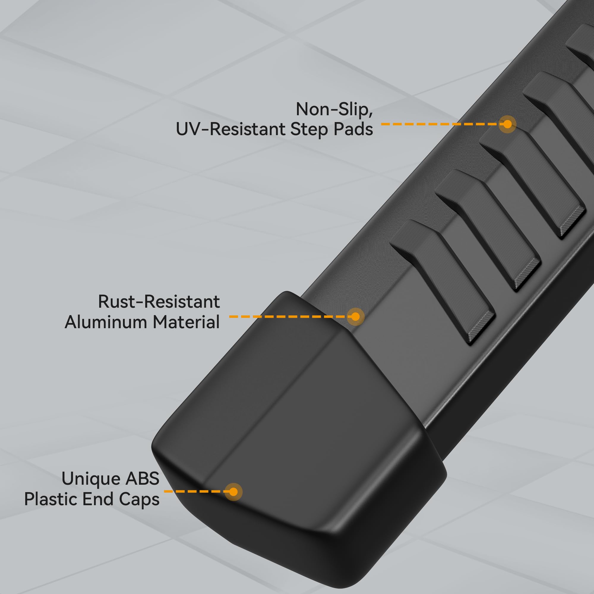 6 Inches Running Boards Compatible with 2007-2018 Chevy Silverado/GMC Sierra 1500 Crew Cab, 2007-2019 2500HD 3500HD Crew Cab, Black Side Steps Stainless Steel Nerf Bars