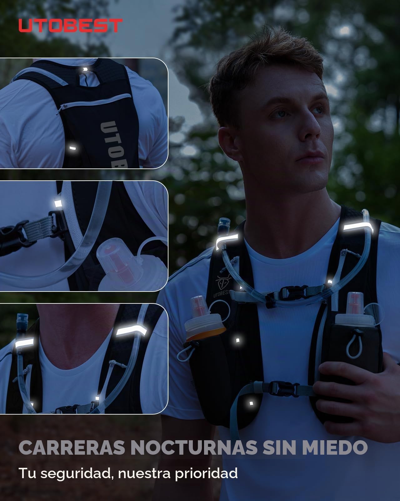 UTOBEST Mochila Ligera para Correr a pie, Bolsa de hidratación Funcional 5,5 L…