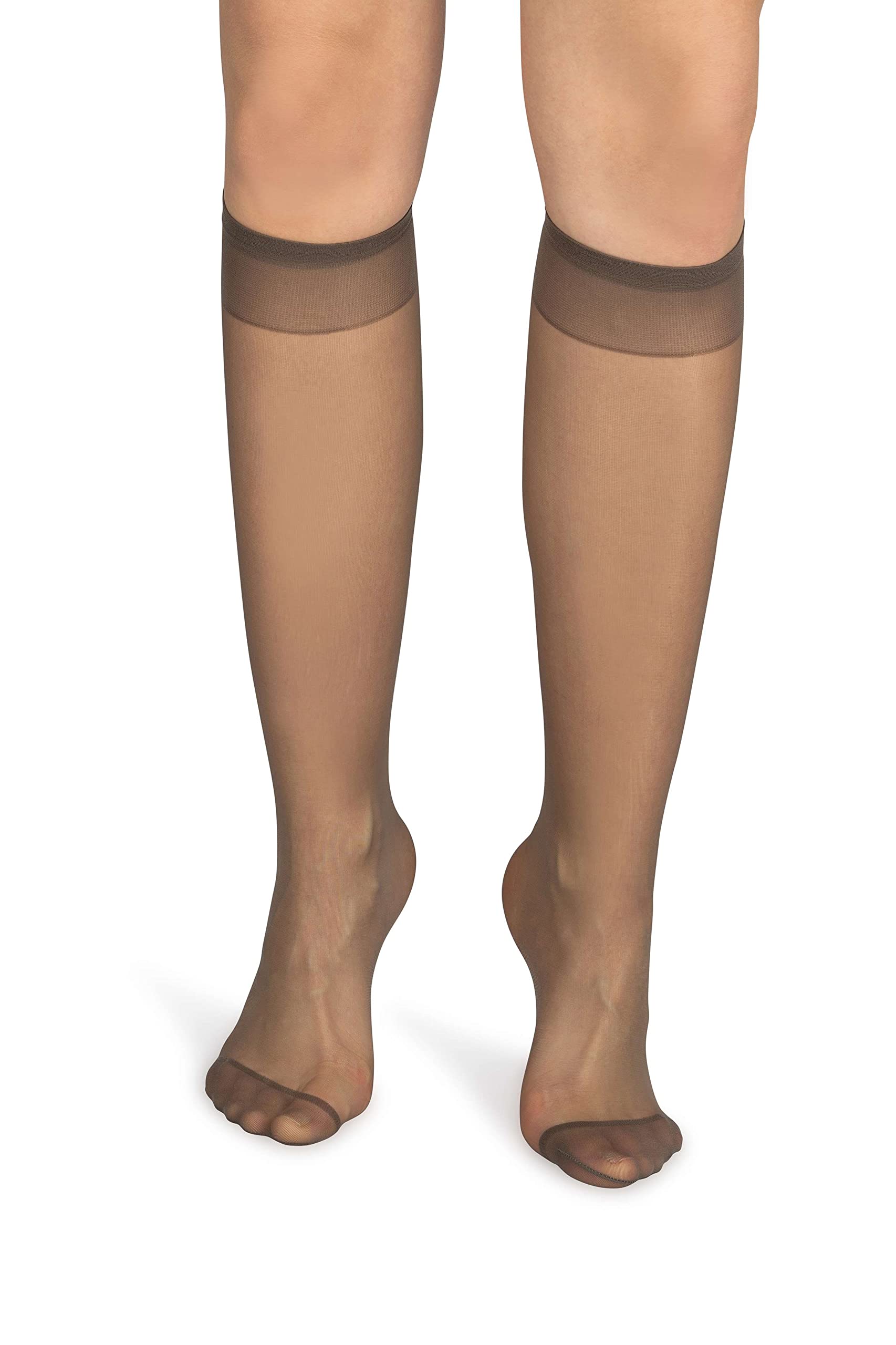 Noq Women's Lyon Socks Knee-Highs Plain 15 Den Casual Style Pressure-Free Semi-Matte Transparent Knee Socks With Comfort Top Two Pairs One Size,