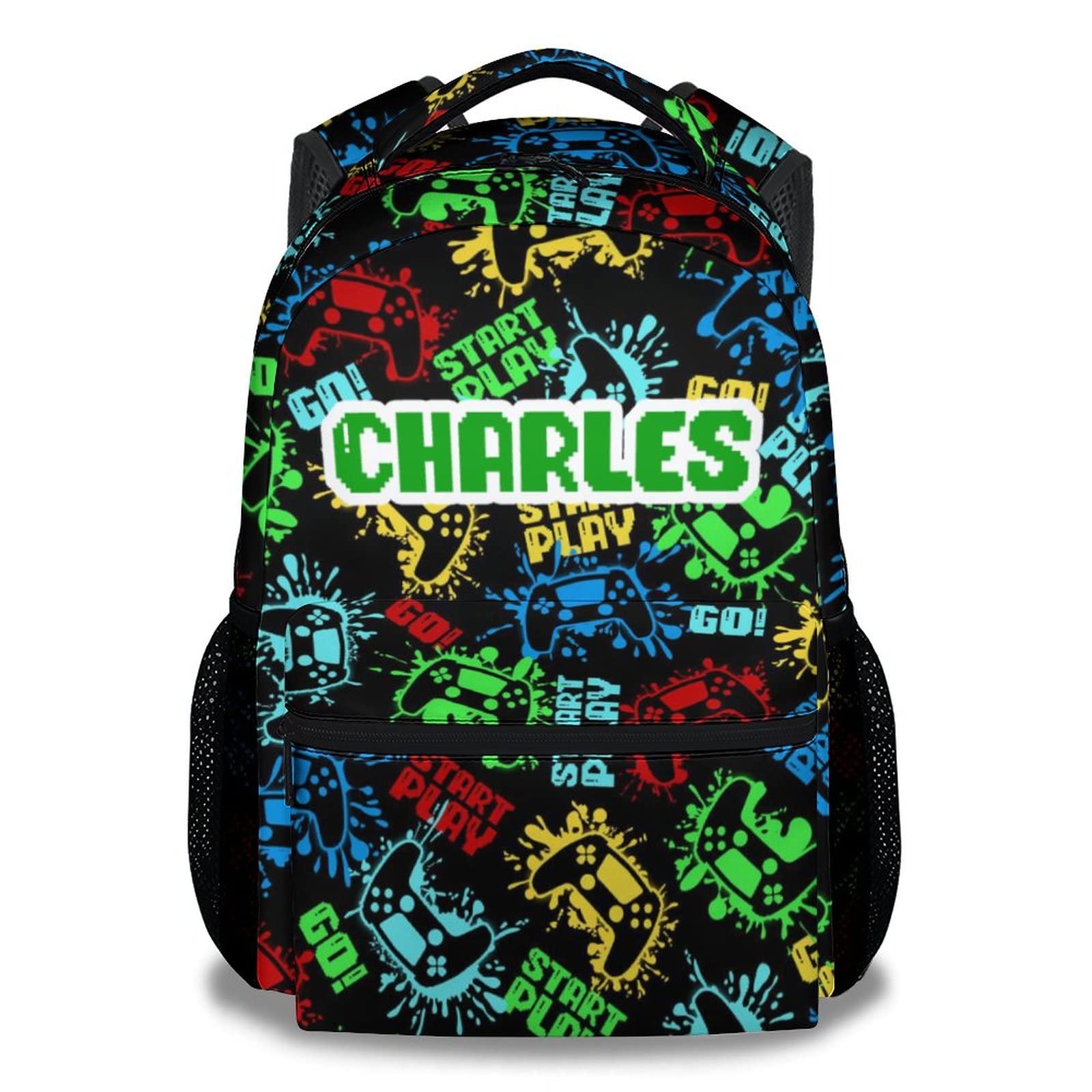 Mercuryelf Backpack for Boys, 17 Inch Personalized Gaming Backpacks for School Travel, Custom Fashion Gamer Bookbag for Kids