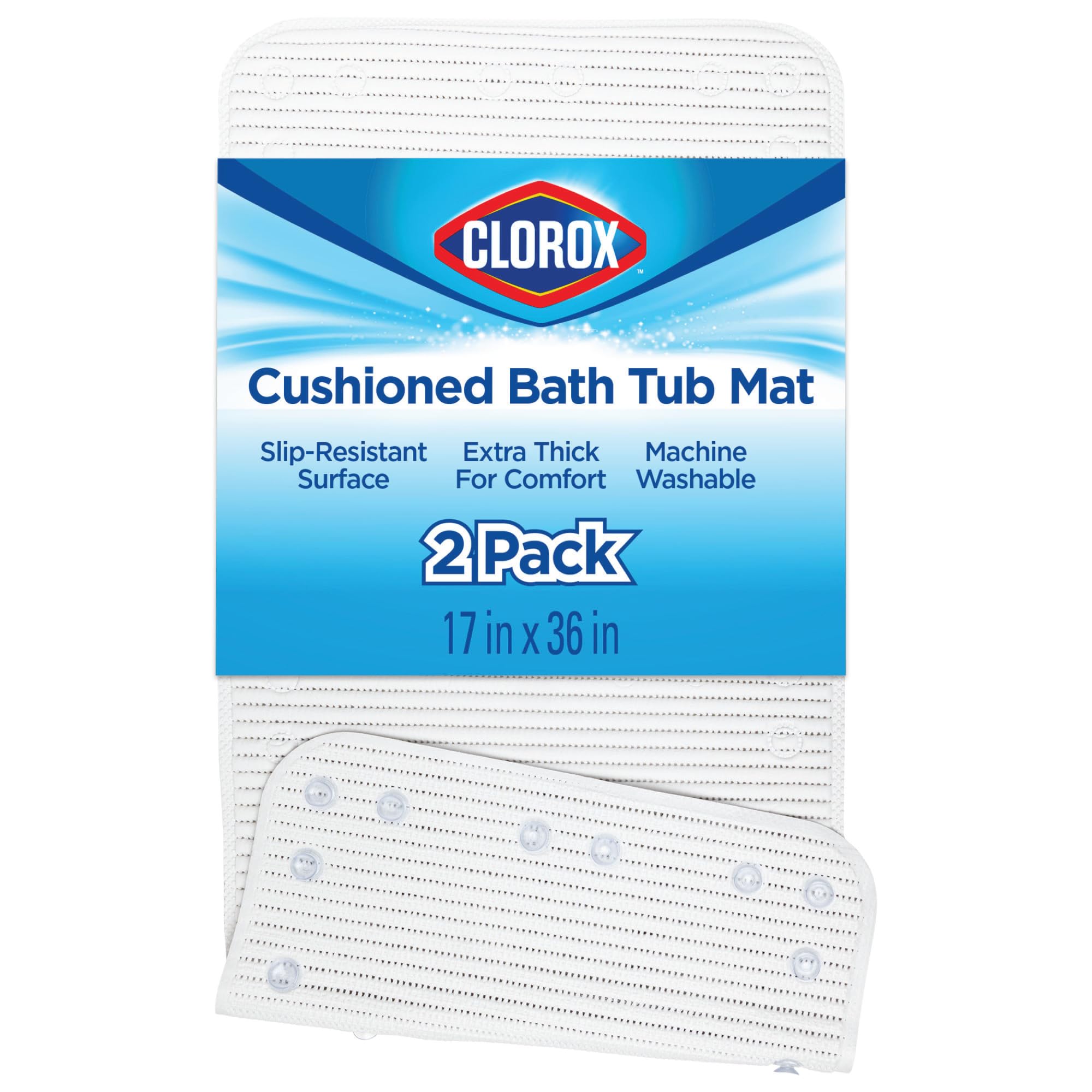 Duck Brand Clorox Cushioned Shower Mat in White 2-Pack