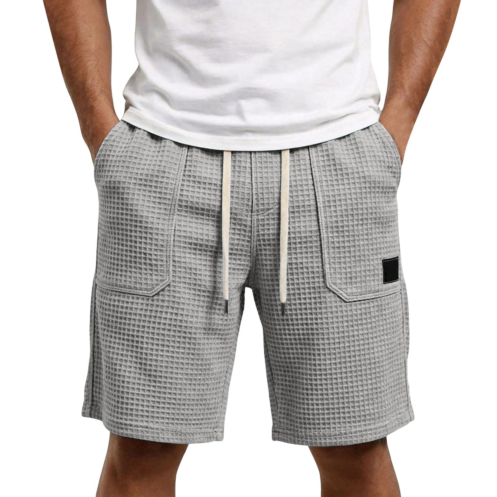 Pantalon court pour homme avec piqué gaufré - Longueur genou - Coupe ample