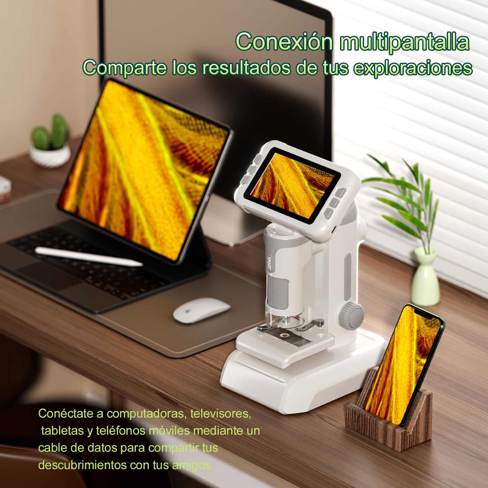 Microscopio Digital PYRDOUM Para Niños, 1600X, Pantalla IPS De 4 Pulgadas, Cámara Y Vídeo, Incluye 32GB Y Accesorios