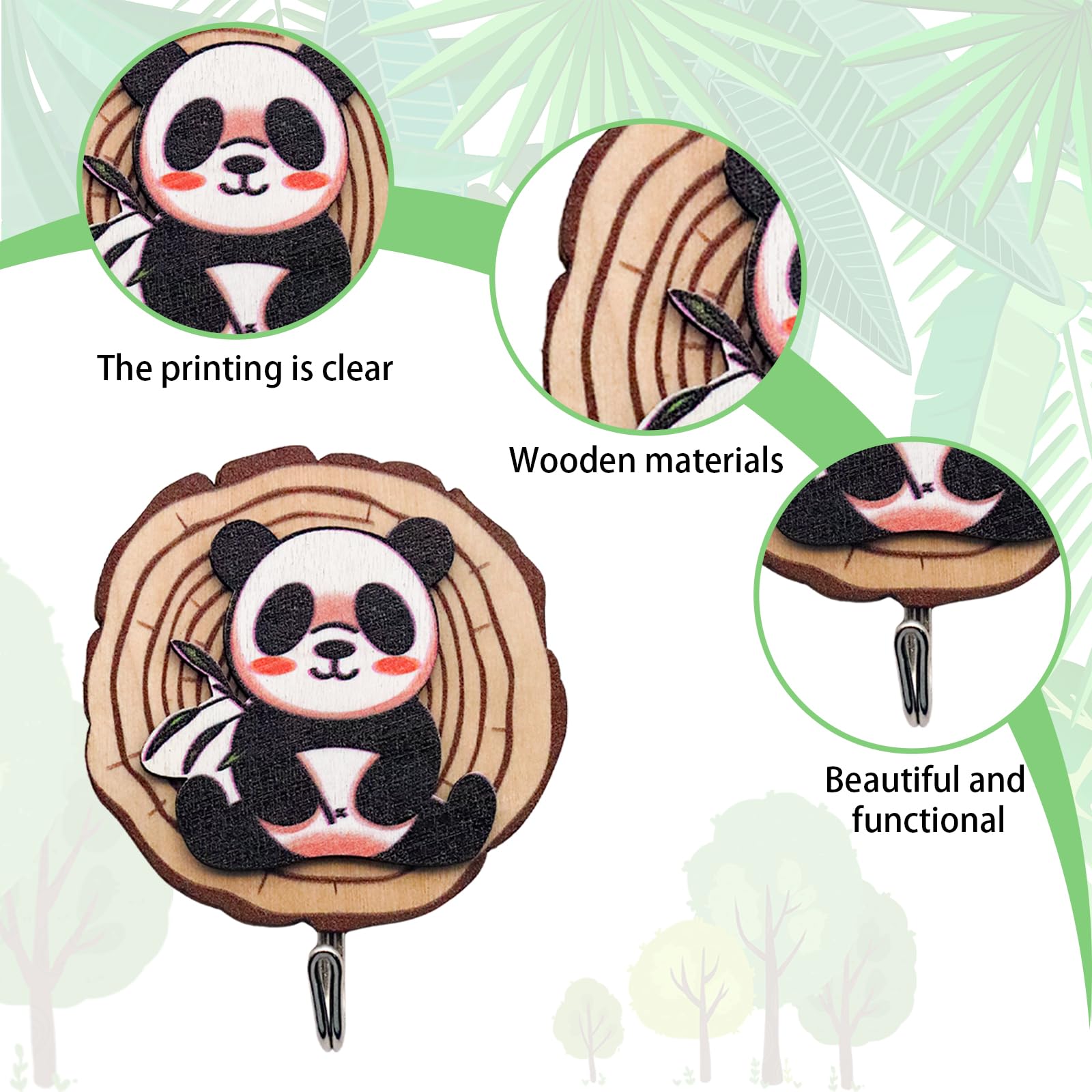 Ganci Appendiabiti Per Bambini Con Animali - 6 Pezzi In Legno, Autoadesivi O Con Viti, Senza Foratura - Foto 6