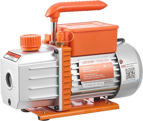 Miniatura 9 de VEVOR Bomba de vacío y juego de manómetros AC, 4.5 CFM 1/3 HP, bomba de vacío HVAC de paletas rotativas de una sola etapa, juego de manómetros