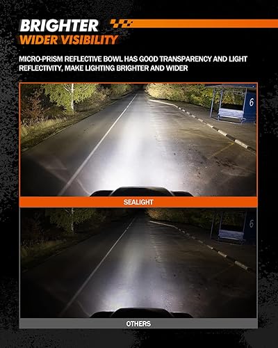 Miniatura 3 de SEALIGHT Conjunto de faros delanteros para F150 2004-2008 con LED DRL, carcasa cromada, reflector ámbar, lado del conductor y del pasajero