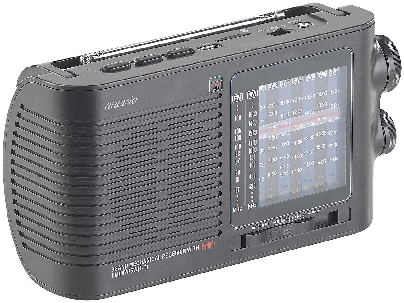 auvisio Analogradio: Analoger 9-Band-Weltempfänger mit Bluetooth, USB, SD, AUX und Akku (Kurzwellen-Radio)