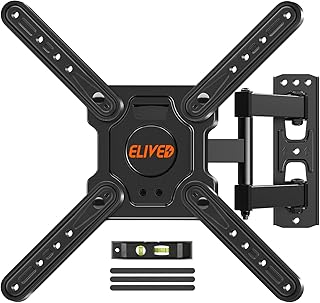 ELIVED TV Wall Mount for Most 22-50 Inch TVs, Articulating Arms Swivel and Tilt Full Motion TV Mount, Wall Mount TV Brackets Max VESA 300x300, Single Stud Perfect Center Design, Holds Up to 55 lbs.