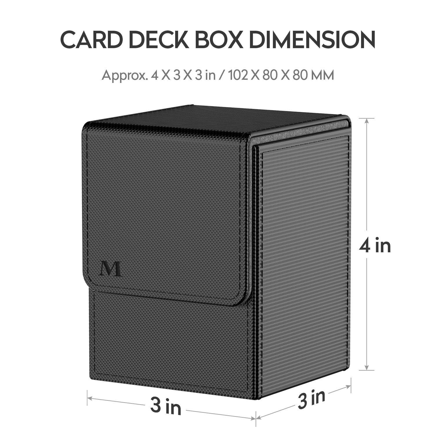 Pulchra Card Deck Box with 2 Dividers per Holder for TCG, Large Size Holds up to 100+ Cards (LOGO-M Design,Black) - Image 4