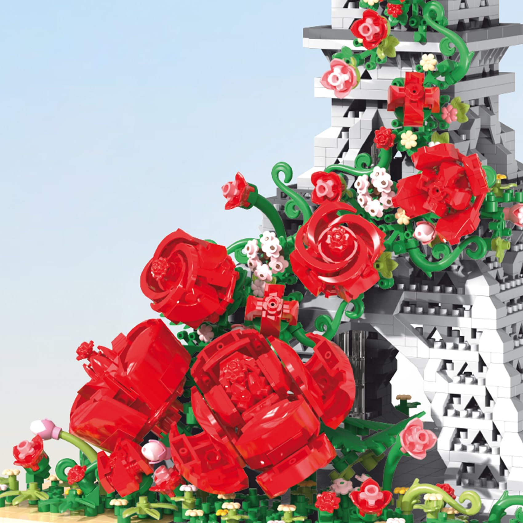 LULUFUN Building Blocks Set, Eiffel Tower with Rose Building Toy - Image 2