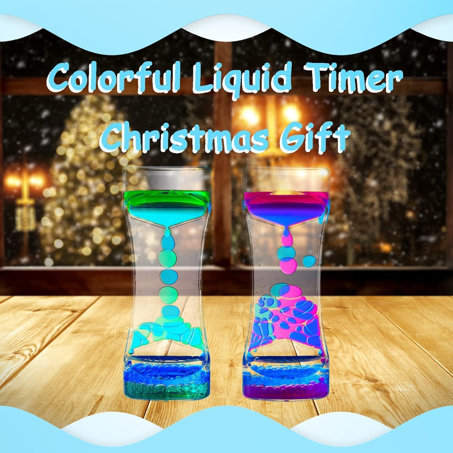 PiyuBind Liquid Motion Bubbler β 2 Pack Sensory Toy for Kids and Adults | Calming Colorful Liquid Hourglass Fidget Toys, Anxiety, Autism | Perfect Office Desktop Decor (Green,Blue) 3