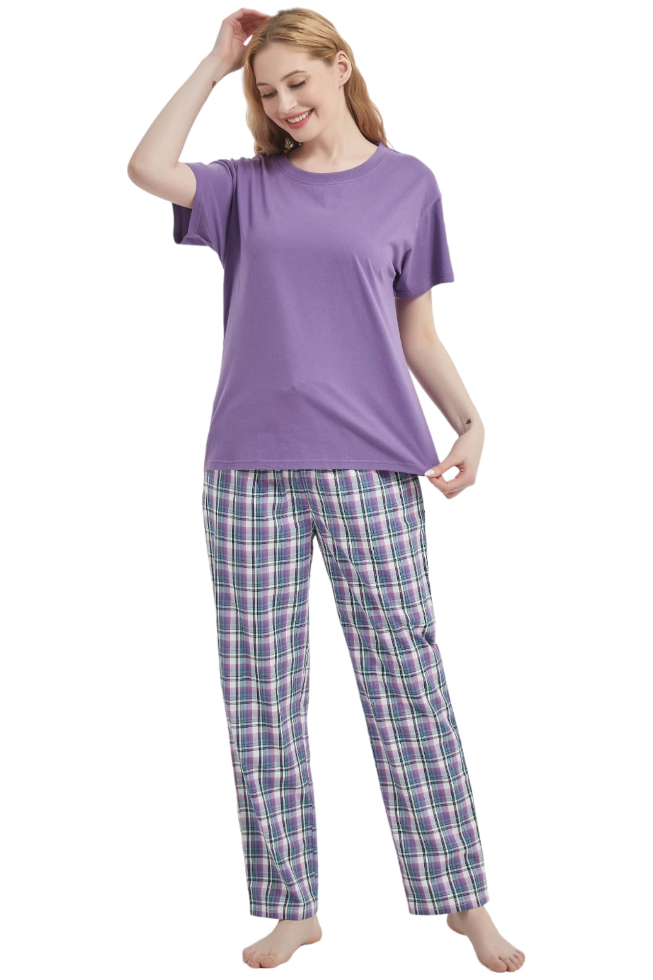 iceBooLadies Pyjama set top and Bottom cotton Set Short sleeve Nightwear