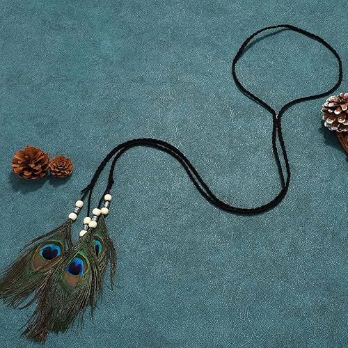 Miniatura 2 de Gortin Diademas de plumas bohemias de plumas indias marrones tocado hippie diadema bohemia para festivales fiesta accesorio para el cabello para