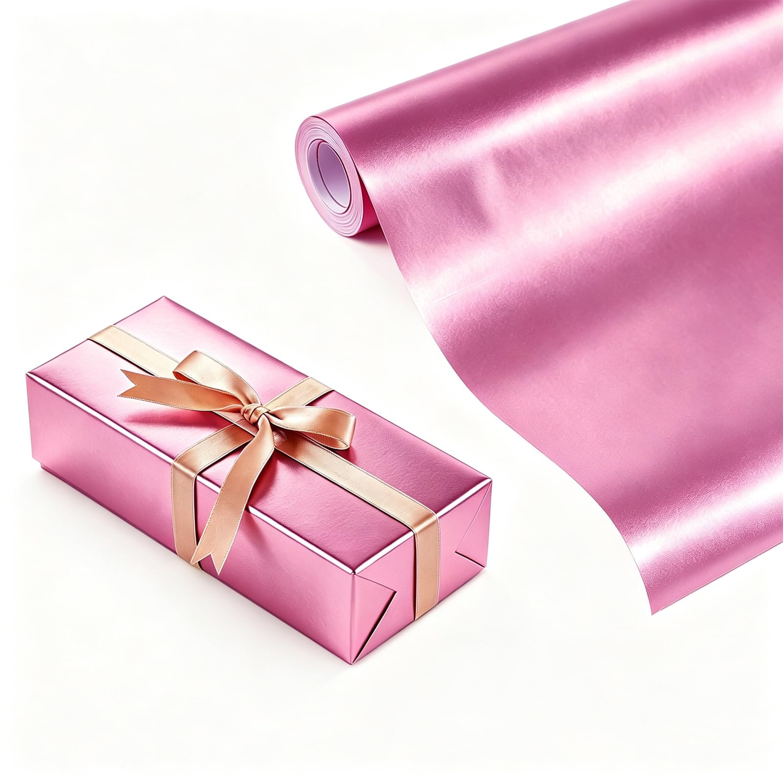 Pink Wrapping Paper Roll 44.5cm X 10m, Black Birthday Gift Wrapping Paper Roll Recyclable Gift Wrap Paper for Birthday, Party, Wedding, Christmas, Festive Decorations, DIY Crafts