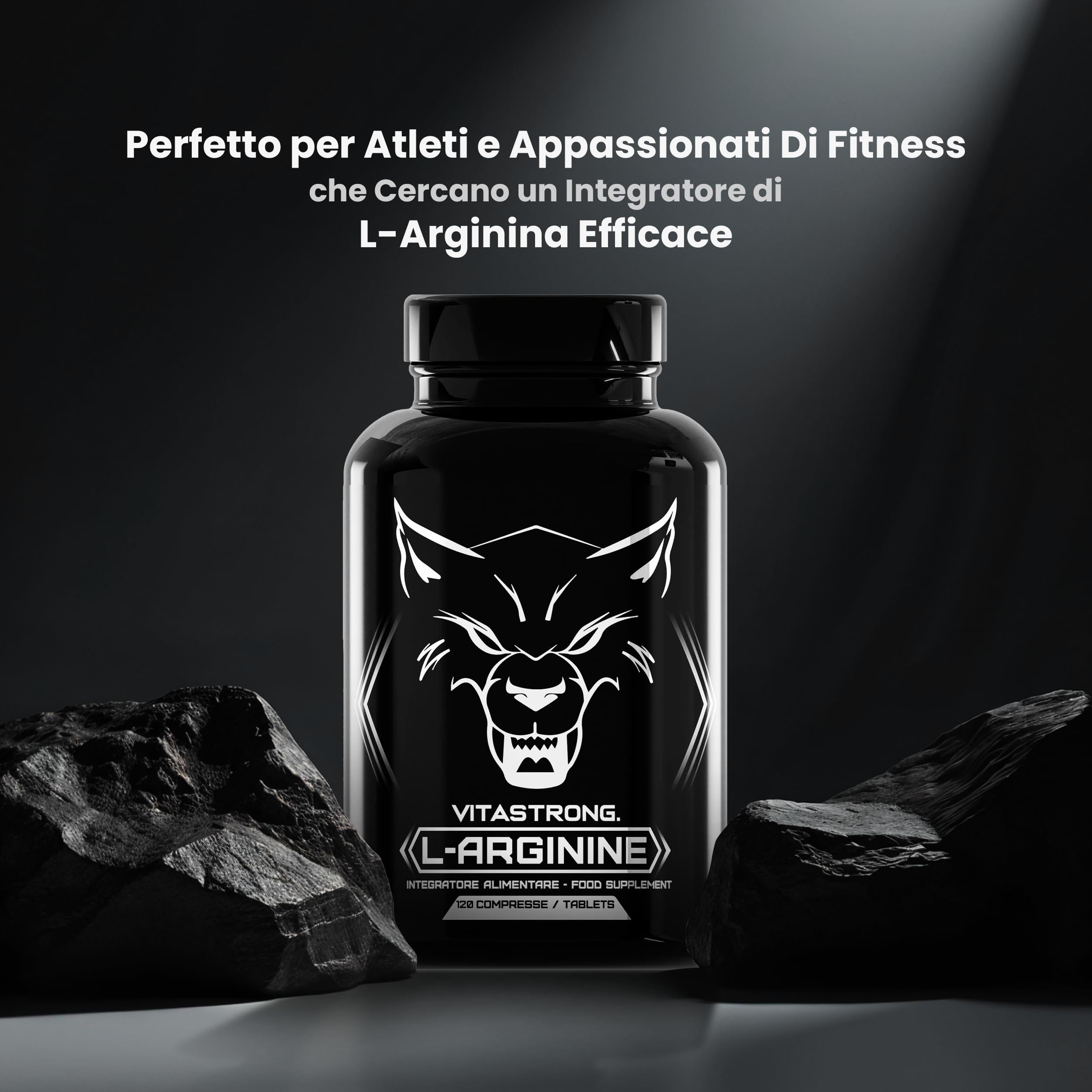 Arginina 4500mg + Vitamina B6 Vitastrong, 120 Compresse di L-Arginina HCL Alto Dosaggio Kyowa Quality, L Arginina Polvere Pura con Vit B6, Integratore Pre Workout Post Workout Senza Glutine né OGM