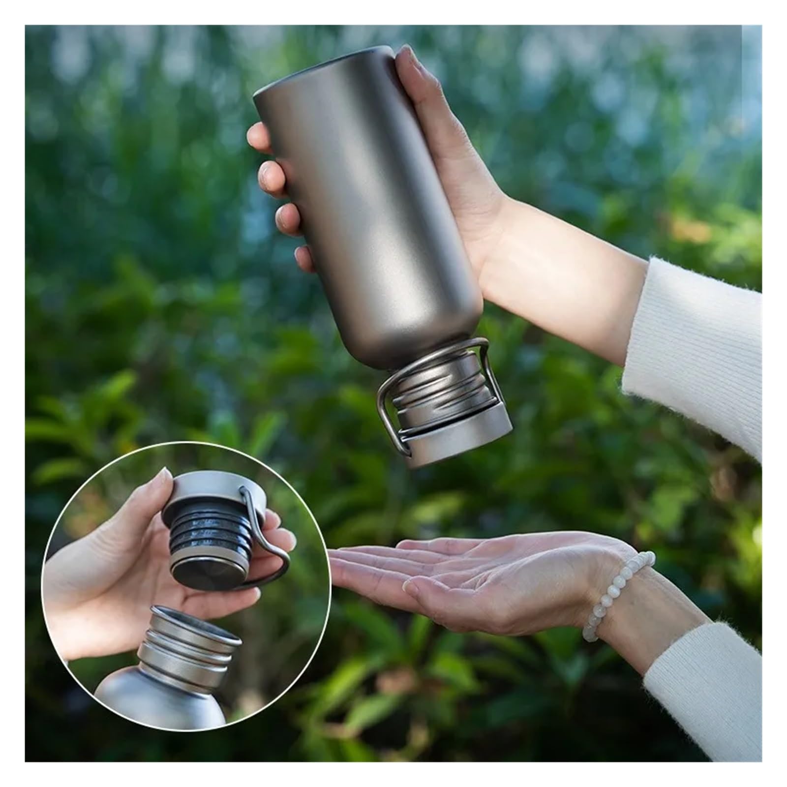 Bouteille d'eau en titane de 600 ml et 750 ml - Fournitures de camping - Tourisme - Sports - Cyclisme - Randonnée - Camping - Bouteille d'eau (600 ml)