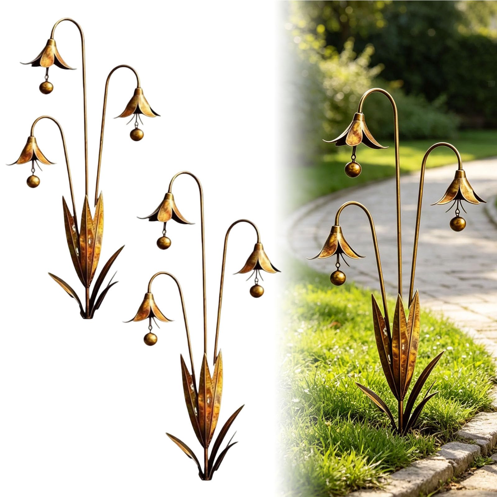 Piquets jacinthes des bois en métal clochette pour un jardin poétique