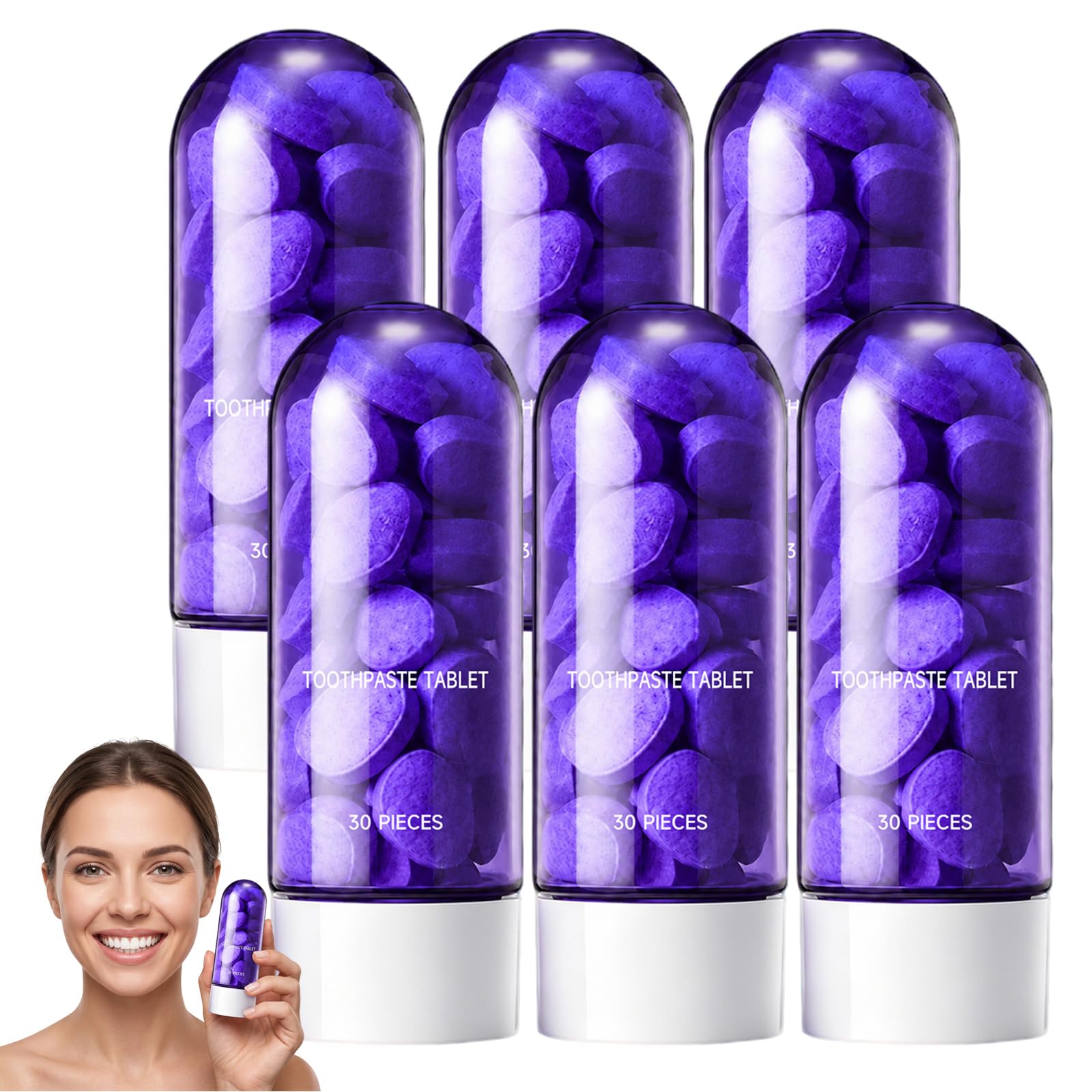 Dentifrice Violet en Comprimés Pastilles Dentifrice Blanchiment (6pcs)
