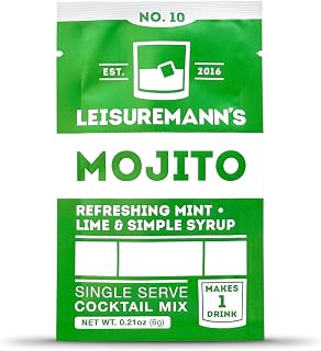 Leisuremann's Mojito Single Serve Cocktail Mixer - Cocktail or Mocktail Powders Designed to Make Happy Hour Easier - All Natural - Low Sugar - Travel Ready (10 Pack)