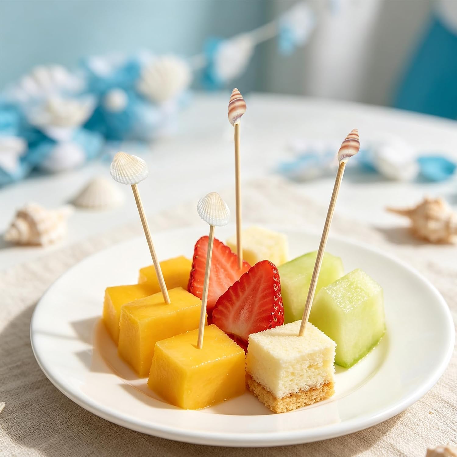 400Pcs Seashell Toothpick Cocktail Picks 4.7 Inch Shell Party Toothpicks for Appetizers Seashell Party Decor Wedding Bridal Shower Party Charcuterie Accessories